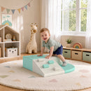 Set di 4 Costruzioni Morbide per Bambini 1-3 Anni 80x80x20 cm in Pelle PU ed EPE Verde Chiaro e Beige      