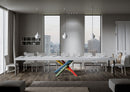 Tavolo Allungabile 180-440x90x77 cm Volantis Premium Bianco Frassino Telaio 4B 