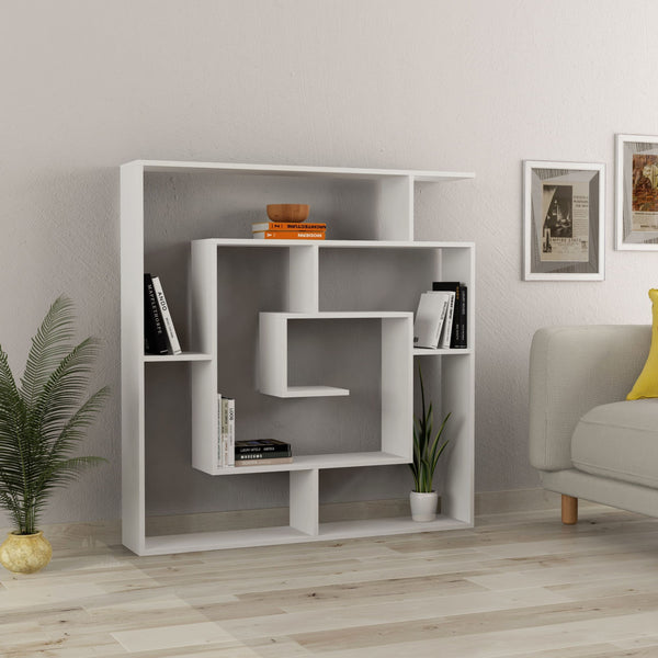 Libreria Moderna 129x125x22 cm in MDF Labirent Bianco prezzo