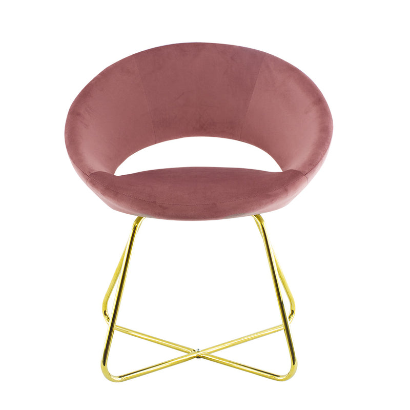 Poltrona Imbottita 66x65x68 cm in Tessuto Effetto Velluto Rosa antico