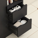 Mobile da Bagno 50x25x100 cm con Armadietto 2 Cassetti e Vano Aperto Rivestimento in Melamina Nero      