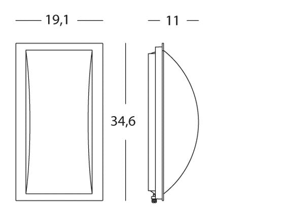 Lampada Plafoniera Rettangolare Colore Grigio per Esterno Linea Dodo Livos