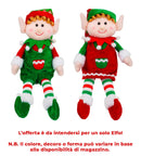 Pupazzo Elfo Natalizio H30 cm Seduto in Tessuto Verde o Rosso