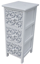 Cassettiera 3 Cassetti in Legno Massello 25x25x71 cm Fumer Fanny Bianca