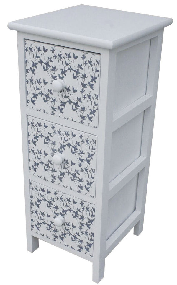 Cassettiera 3 Cassetti in Legno Massello 25x25x71 cm Fumer Fanny Bianca sconto