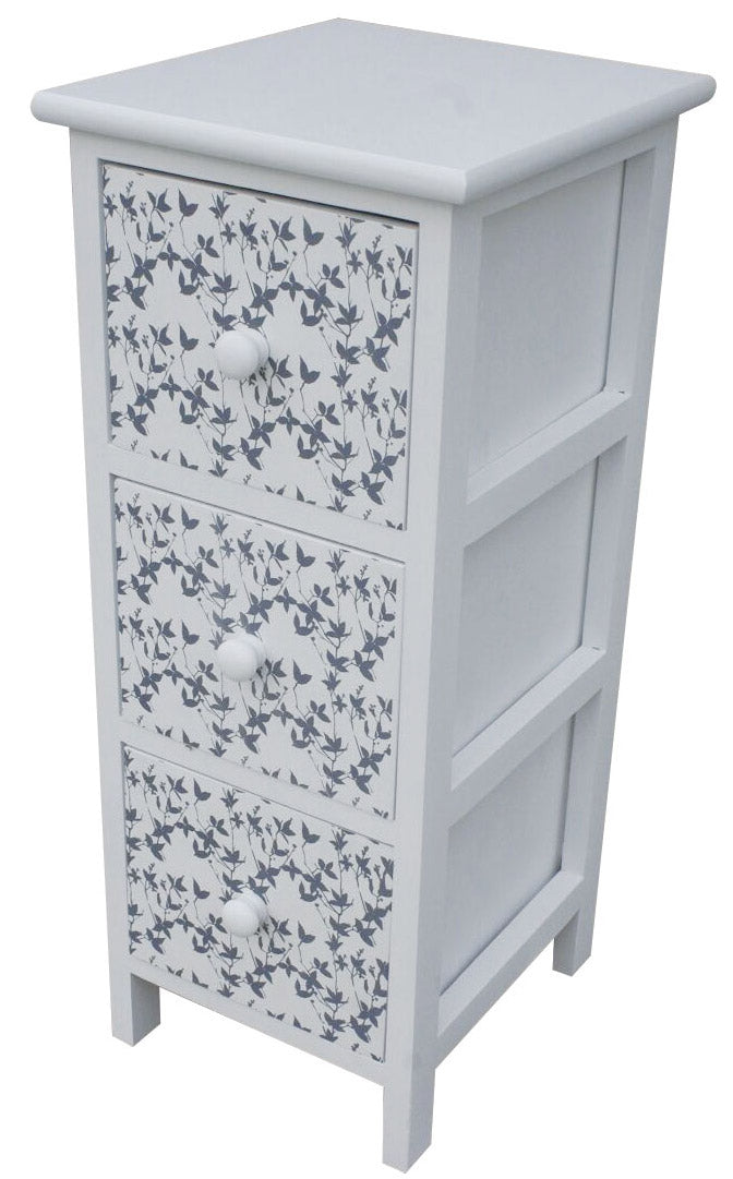 Cassettiera 3 Cassetti in Legno Massello 25x25x71 cm Fumer Fanny Bianca