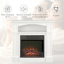 Camino Elettrico da Terra 1800 W con Effetto Fiamma LED Regolabile Telecomando e Timer in Legno e Vetro Bianco      