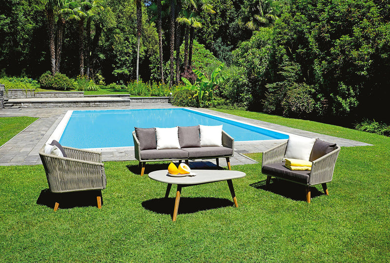 Set Salotto da Giardino in Alluminio Divano 2 Poltrone e Tavolino Vorghini La Spezia