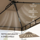 Copertura per Gazebo da Giardino 244x152 cm a 2 Livelli in Poliestere 160gsm Cachi    
