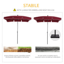 Ombrellone da Giardino Rettangolare e Regolabile 198x130x245 cm In Alluminio Rosso Vino 