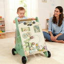 Carrello Primi Passi per Bambini 18+ Mesi 33,5x36x46,8 cm con Freno Regolabile in Legno Levigato Verde      
