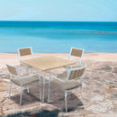 Tavolo da Giardino 90x90x75 cm in Acciaio Kraus Leonardo Bianco e Effetto Legno