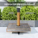 Base per Ombrellone a Rotelle con Freni per Pali da Ø36-38-48 mm in Metallo con Cemento Effetto Legno      