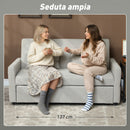 Divano Letto 2 Posti Convertibile Apertura Clic Clac con 2 Cuscini in Tessuto Marrone Chiaro      
