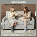 Divano Letto 2 Posti Convertibile Apertura Clic Clac con 2 Cuscini in Tessuto Marrone Chiaro      