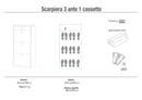 Scarpiera 3 Ante 1 Cassetto 63x127x29 cm Olmo Chiaro