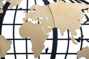 Pannello World Glam 133x3,5x70 cm in Ferro Nero e Oro