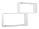 Set 2 Mensole Cubo da Parete Rettangolare in Fibra di Legno Bislungo Bianco