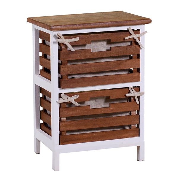 online Cassettiera 2 Cassetti in Legno 35x27x47cm Atena Noce e Bianca