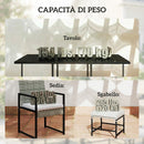 Set 11 Pezzi da Pranzo da Esterno con Tavolo 6 Poltrone e 4 Pouf in Rattan PE Vetro e Acciaio Grigio      