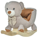 Cavallo a Dondolo per Bambini in Legno e Peluche Orso Grigio