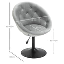 Sgabello Imbottito 66x60x82-94 cm in Poliestere Effetto Velluto Grigio