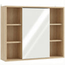 Armadietto con Specchio 60x14,5x49,4 cm con 3 Ripiani Laterali e Ripiano Regolabile Interno in MDF e Truciolato      