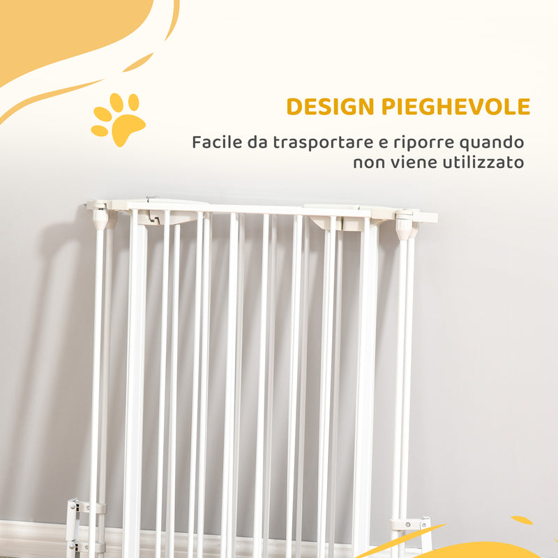 Cancelletto per Cani con Chiusura Automatica 180x3x74,5 cm in Metallo e Plastica Bianco      
