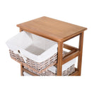 Mobiletto con 5 Cesti per Casa in Vimini e Legno di Platano legno e bianco 40x29x90 cm