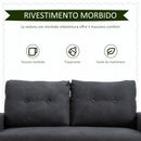Divano 2 Posti Moderno in Stile Nordico 145x76x88 cm con Schienale Trapuntato in Tessuto Grigio