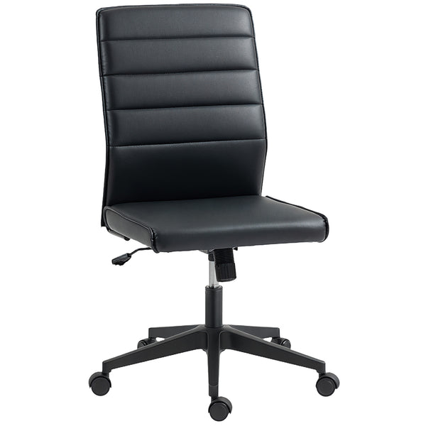online Sedia da Ufficio Ergonomica e Regolabile 58x53x97-107 cm con Schienale Ricurvo in Pelle PU e Acciaio Nero