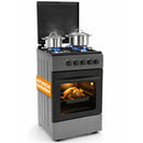 Cucina a Gas 86x50x50 cm Piano Cottura a 4 Fuochi da Esterno con Forno e Coprifuochi Grigio      
