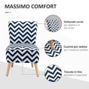Sedia Imbottita 51x62x81 cm in Tessuto Effetto Lino Blu e Bianco