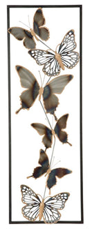 Pannello Farfalle 31x2,5x90 cm in Ferro Nero e Argento