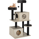 Albero Tiragraffi per Gatti Graffiatoio 2 Palline 2 Cucce Coperte 40x30x25 cm in MDF Rivestimento in Peluche Nero      