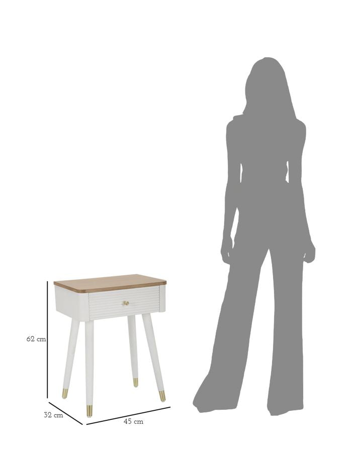 Comodino Matera 45x62x32 cm in Legno MDF e Ferro Bianco/Marrone