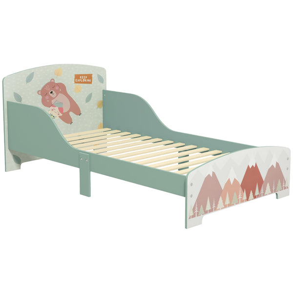online Struttura Letto Singolo per Bambini 77x143x60 cm con Bordi Rialzati e Doghe Verde