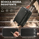 Valigia Rigida Media 71 L 66x43x28 cm Espandibile con 4 Ruote e Lucchetto TSA in ABS Nero      