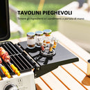 Barbecue a Gas Portatile da Tavolo 2 Bruciatori e Coperchio con Termometro in Acciaio e ABS Nero    