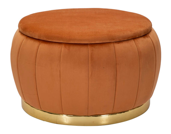 sconto Puff Contenitore Paris Ø72x43 cm in Legno Spugna e Poliestere Arancione e Oro