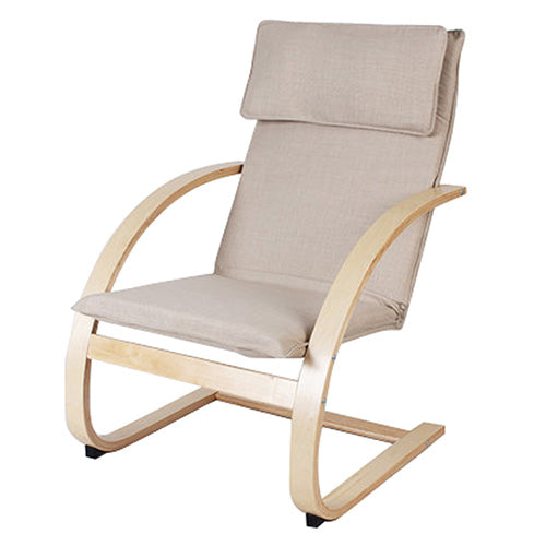 Poltrona Relax con Struttura in Legno Rivestimento Sfoderabile in Tessuto Beige acquista