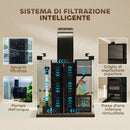 Acquario 45x25x25,5 cm Capacità 24L con Filtro Luce LED e Pompa dell'Acqua in Vetro Temperato Nero      