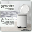 Pattumiera a Pedale 5 Litri 26,5x21x28 cm con Coperchio Frizionato in Metallo e PP Crema