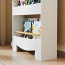 Libreria per Bambini a Forma di Orsetto 55x15x110 cm con 3 Ripiani e Barriere Frontali in MDF e Legno di Pino Color Legno      