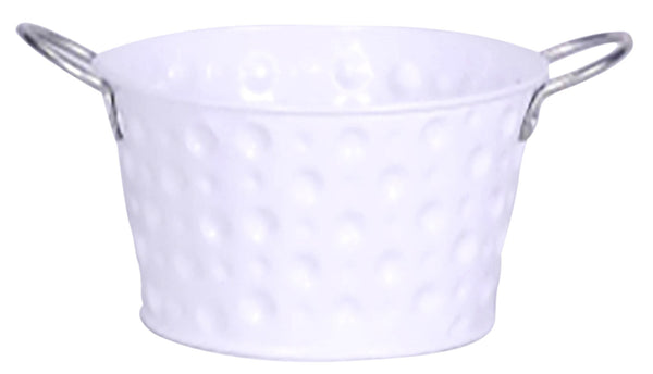Vaso Tondo H8,3 cm in Metallo Zincato Bianco sconto
