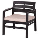 Set Salotto da Giardino 4 Posti Cuscini Avorio Struttura Nero Effetto Legno Malindi      