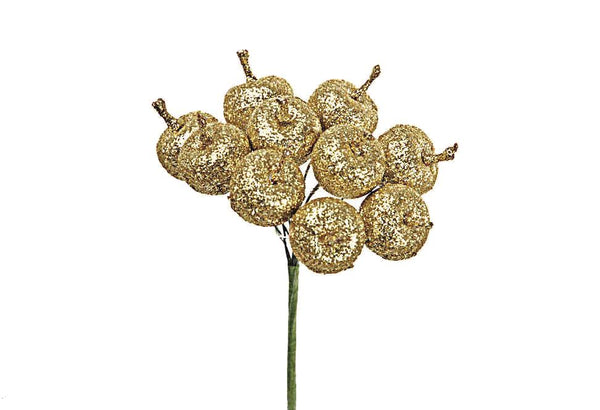 acquista Set 24 Pick Mele Glitter H12,5 cm Oro