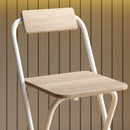 Set 2 Sgabelli da Bar Pieghevoli 37x45x87 cm con Poggiapiedi in Legno e Acciaio Bianco      