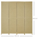 Paravento Separè 4 Ante H170 cm in Legno Marrone