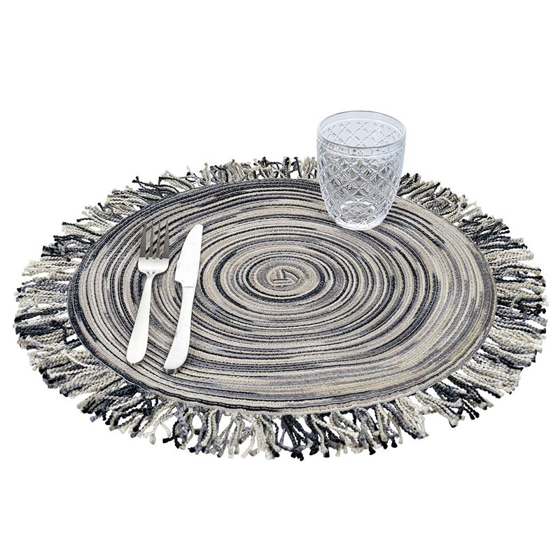 Set 6 Tovagliette con Frange Ø45x0,5 cm  in Polipropilene VdE Tivoli 1996 Shades of Stones